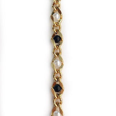 Black and White Pearls in Gold Chain by the Inch - Chains by Design
