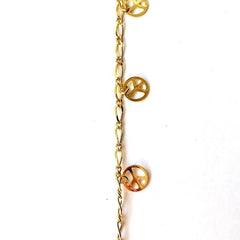 Dangling Peace Signs in Gold Chain by the Inch - Chains by Design