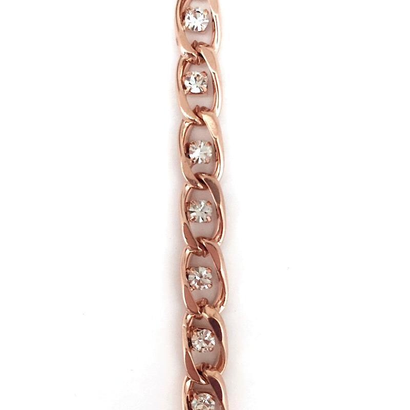 Rose Gold Solitaire Crystal Chain by the Inch - Chains by Design