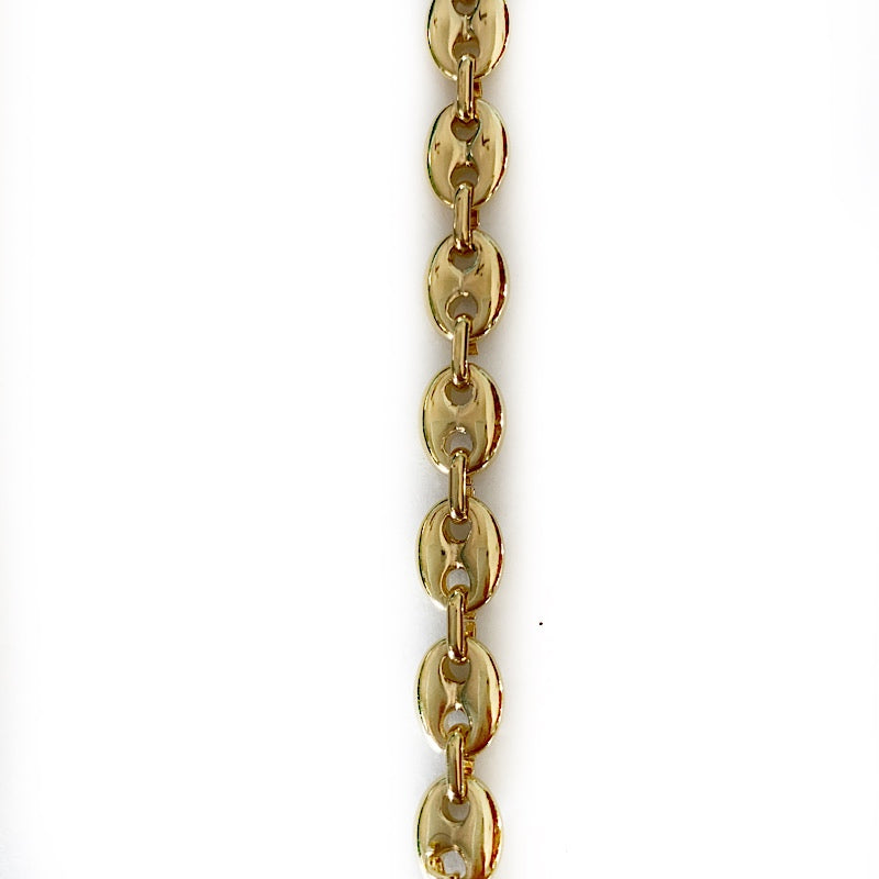 Gold Puffed Mariner Chain by the Inch | Chains by Design