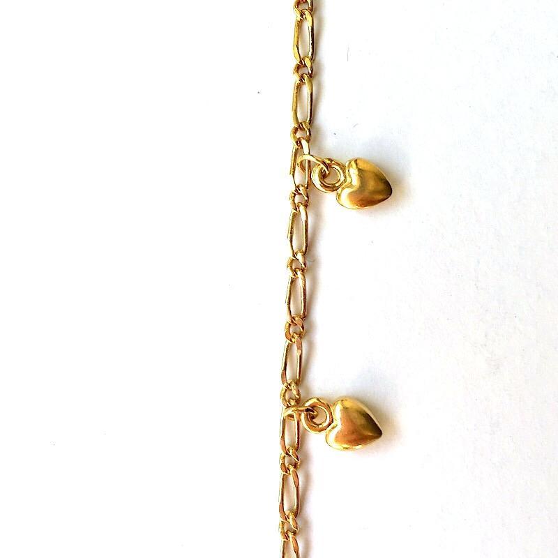 Dangling Puff Hearts Gold Chain by the Inch (#731)
