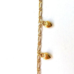Dangling Puff Hearts Gold Chain by the Inch - Chains by Design