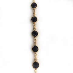 Jet Black Crystals in Gold Chain by the Inch - Chains by Design