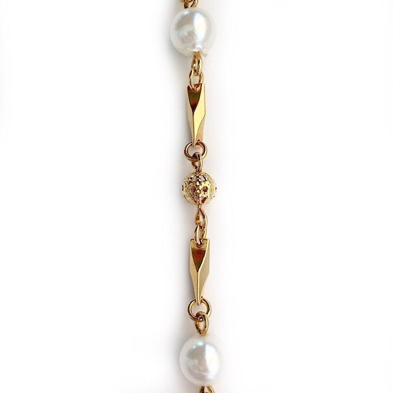 Pearl Station Bead Link in Gold Chain by the Inch - Chains by Design