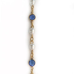 Sapphire Crystals & Pearls in Gold Chain by the Inch - Chains by Design