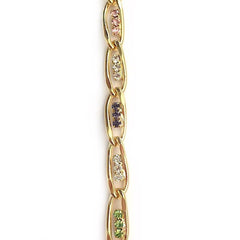 Triple Multi-Color Crystals in Gold Chain by the Inch - Chains by Design