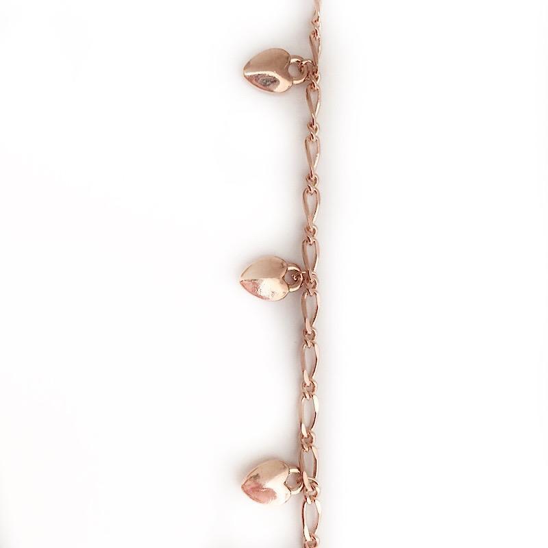 Dangling Puff Hearts in Rose Gold Chain by the Inch - Chains by Design