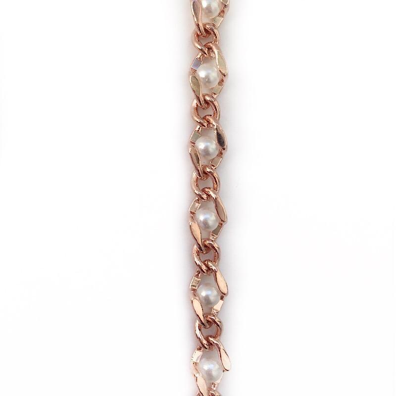 Rose Gold Pearl Link Chain by the Inch - Chains by Design