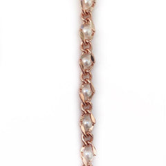 Rose Gold Pearl Link Chain by the Inch - Chains by Design