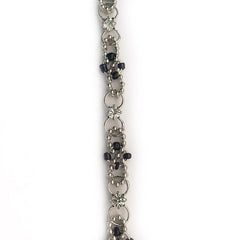 Silver Fancy Black Bead Chain by the Inch - Chains by Design
