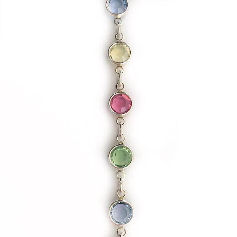 Light Multi-Color Crystals in Silver Chain by the Inch - Chains by Design
