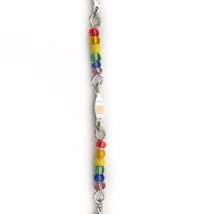 Rainbow Beads in Silver Chain by the Inch - Chains by Design